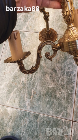Малък месингов полилей , снимка 4 - Полилеи - 53162606
