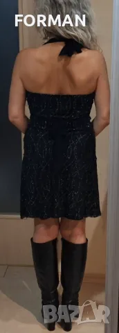 Черна рокля с отворен гръб цялата в пайети, снимка 8 - Рокли - 48121660