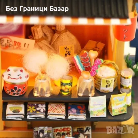 Нов 3D дървен пъзел миниатюра - японски магазин с LED осветление, снимка 5 - Други - 48205967