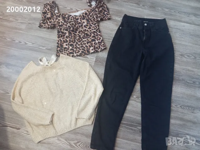 дънки с висока талия, и две блузки , снимка 7 - Дънки - 48346080