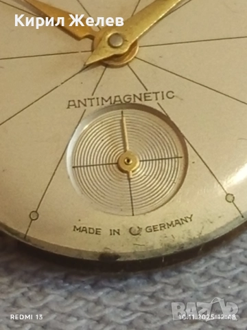 Стар механичен часовник Kienzle ANTI-MAGNETIC GERMANY позлатен 51473, снимка 4 - Антикварни и старинни предмети - 52361610