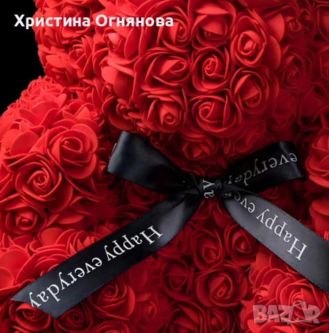Плюшено мече с LED рози - подарък за мама, момиче, баба - комплект вечни рози 25 см, снимка 3 - Други стоки за дома - 52956041