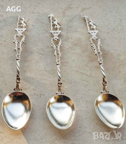 Комплект изящни сребърни лъжички за кафе, снимка 2 - Антикварни и старинни предмети - 39209750