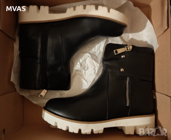 Нови дамски боти естествена кожа - 45% черни на платформа 36 размер, снимка 7 - Дамски боти - 30552607