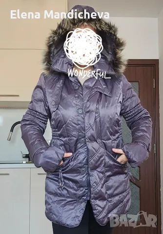 Зимно яке топло промазано срещу вятър с качулка дълго XXL, снимка 2 - Якета - 48853805