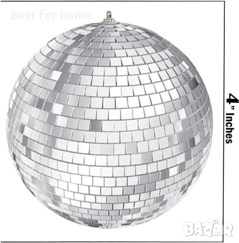 Пакет от 4 огледални диско топки с диаметър 10 см, сребърни висящи топки , снимка 2 - Други - 54090694