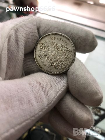 Сребърна монета Канада 50 цента, 1961, снимка 8 - Нумизматика и бонистика - 40503617