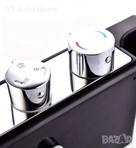 🚿 Душ система с термостат – Черен дизайнерски комплект от, снимка 6 - Душове - 51869199