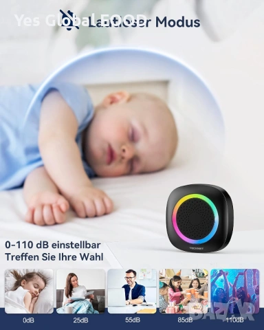 TECKNET безжичен звънец IP66 400 м с RGB индикация, снимка 3 - Друга електроника - 53234075