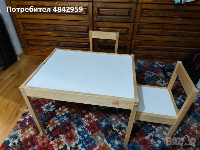 Детска маса с два стола, снимка 2 - Мебели за детската стая - 55969828