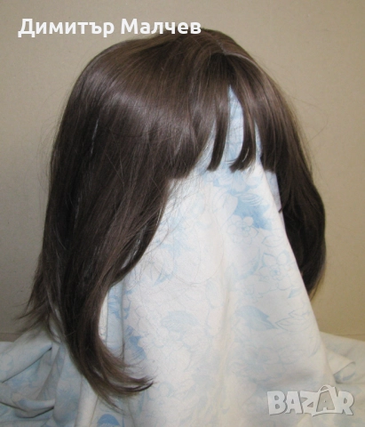 Перука от изкуствена коса 40 см светлокафява права, отлична, снимка 3 - Други - 52213050