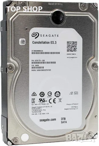 НОВ хард диск за видеонаблюдение Seagate Constellation ES.3 3.5 3TB 7200rpm 128MB SATA3 ST3000NM0033, снимка 3 - Твърди дискове - 49417864