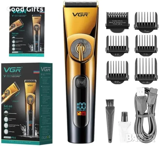 Професионална водоустойчива машинка за подстригване VGR V-663 с LED дисплей и керамични остриета