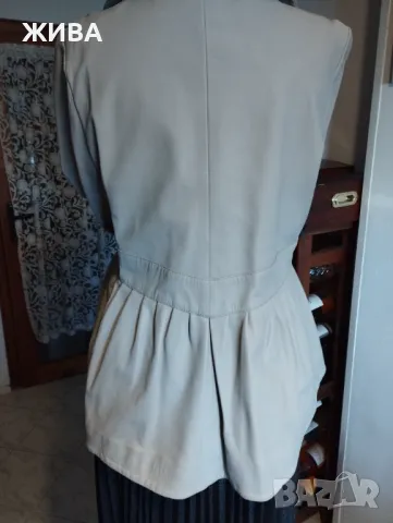 ЕСТЕСТВЕНА КОЖА елегантно дамско сако светло сиво, снимка 5 - Сака - 47537976