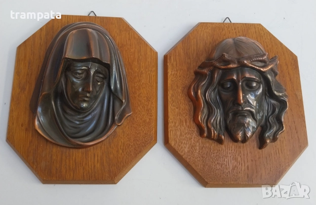НАЙ ДОБРАТА ОФЕРТА стари барелефни фигури картини  Христос и Мария 