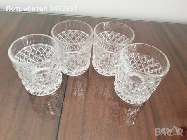 Чаши стъклени кристал за уиски 4 броя, снимка 2 - Чаши - 44156331