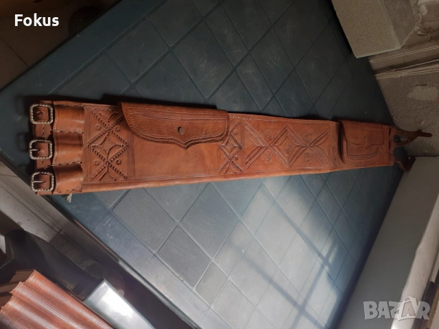 Уникален широк хайдушки кожен колан с паласки - силях, снимка 3 - Антикварни и старинни предмети - 53323775
