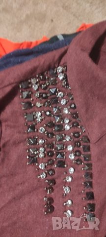 Дамски ризи дълъг ръкав с пайети и перли избор номерация, снимка 3 - Тениски - 42421442