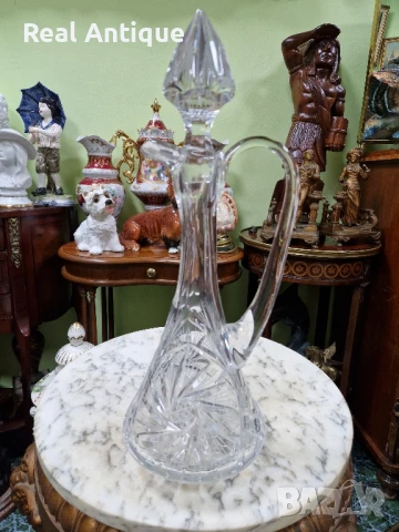 Уникална антикварна чешка кристална гарафа Бохемия Bochemia , снимка 2 - Антикварни и старинни предмети - 50687569
