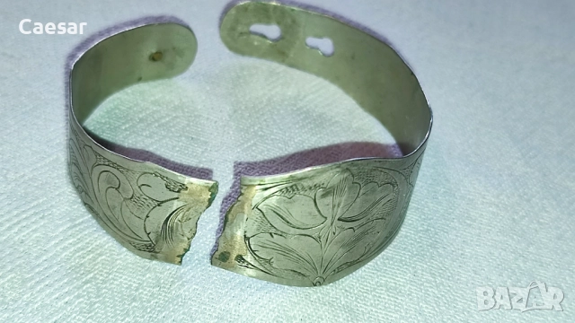 Старинен комплект сребърни пафти и гривна – 84 г, снимка 5 - Антикварни и старинни предмети - 52085155