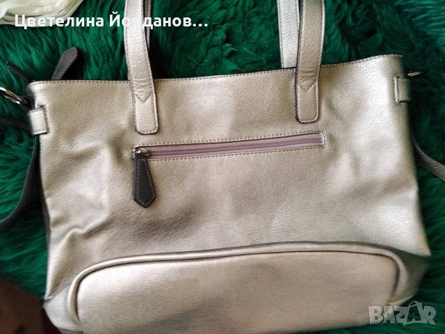 Елегантна чанта в златисто и кафяво , снимка 4 - Чанти - 31807753