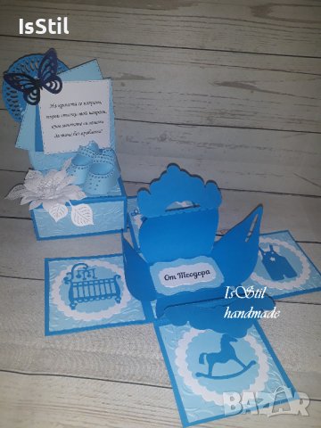 Експлодираща кутия за паричен подарък с обувки за прохождане на бебе, прощъпулник, кръщене, снимка 11 - Подаръци за кръщене - 35984614