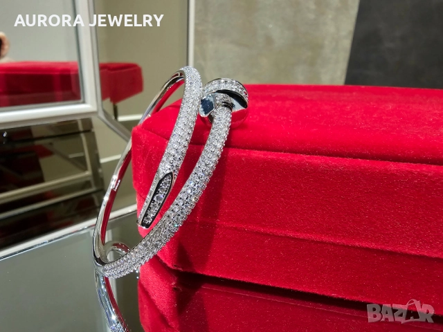 CARTIER Nail Juste un Clou Silver Large Paved Diamonds Гривна Пирон, снимка 2 - Гривни - 52843802