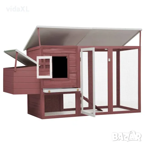 vidaXL Кокошарник за открито с 1 отделение за яйца, кафяв, дървен, снимка 2 - Кокошки и пуйки - 56146271