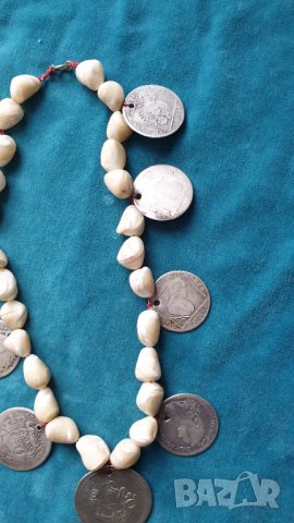 Стара седефена броеница със сребърни монети, снимка 5 - Антикварни и старинни предмети - 44434690