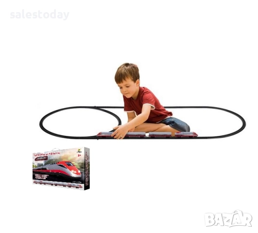 Влак стрела с релси и 4 вагона, червен, снимка 3 - Влакчета, самолети, хеликоптери - 52533203