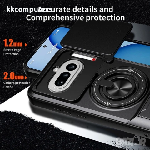 Магнитен Калъф за Nothing Phone (4a) с Пръстен и Капаче за Камера - PC+TPU, 360° стойка, 5 цвята, снимка 14 - Калъфи, кейсове - 54087390