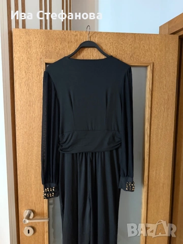 Нов черен елегантен дълъг парти еластичен гащеризон , снимка 4 - Гащеризони - 50070867