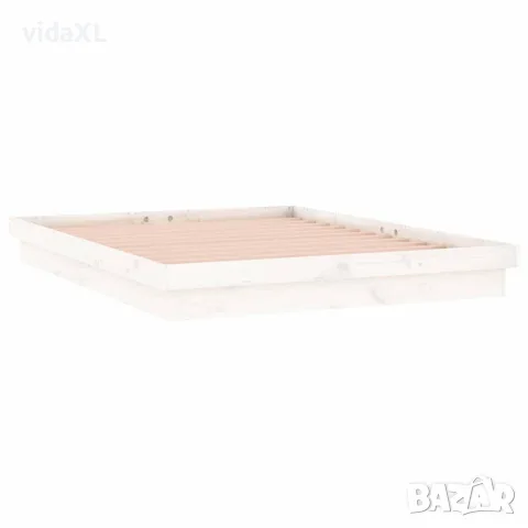 vidaXL LED рамка за легло бяла 140x190 см масивно дърво, снимка 6 - Спални и легла - 56147944