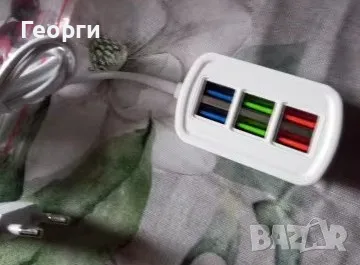 USB разклонител/адаптер със захранване от контакт 220V, снимка 2 - Друга електроника - 50069752