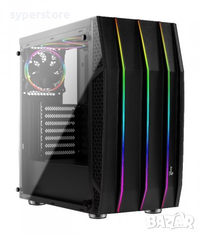 Кутия за компютър AeroCool PB13033.11 Черна ATX Middle Tower RGB Подсветка, снимка 2 - Захранвания и кутии - 40033930