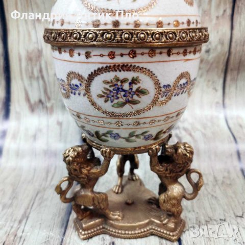 Яйце порцелан и бронз - Виолетки, снимка 5 - Декорация за дома - 42894408
