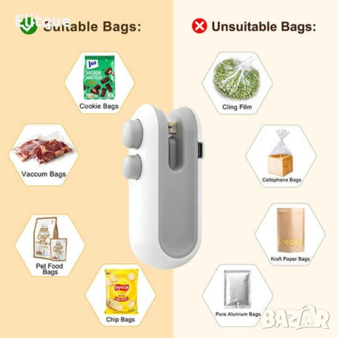 Мини машина за запечатване на храни – Компактна и лесно преносима, снимка 5 - Други стоки за дома - 52778666