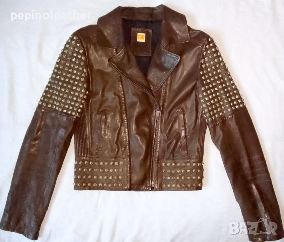 Дамско Кожено Яке Рокерско Мото Асиметрично закопчаване