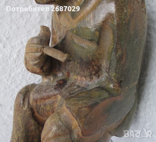 Хемингуей -  Дърворезба стара седнала фигура на мъж, снимка 10 - Статуетки - 29576746