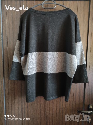 Блуза черно и сиво с блестящ ефект , снимка 3 - Блузи с дълъг ръкав и пуловери - 34912057