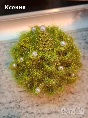 Плетена играчка Елха/малка/, Коледно дърво, ръчно изработени, Подарък за Коледа, снимка 3 - Плюшени играчки - 52098164