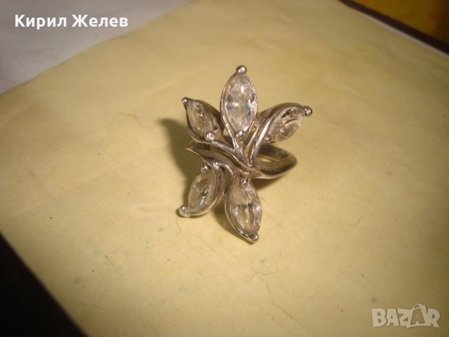 СКЪПОЦЕНЕН СРЕБЪРЕН ПРЪСТЕН ЦВЕТЕ СРЕБРО 925 с ЦИРКОНИ АНГЛИЯ ЮВЕЛИРНА ИЗРАБОТКА АРТ ДЕКО СТИЛ 26889, снимка 12 - Пръстени - 34896143