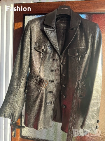 Кожено яке с колан, снимка 7 - Якета - 52814460