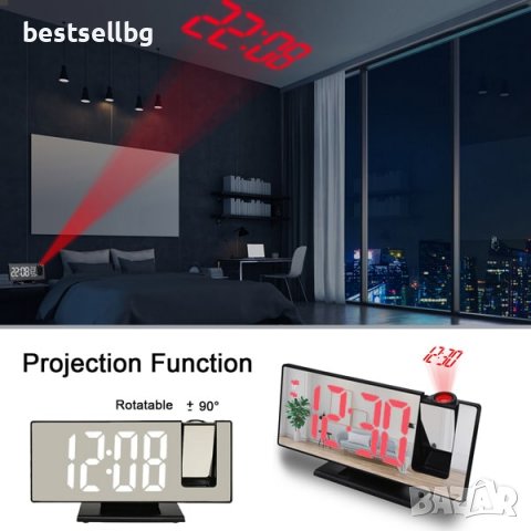 Настолен часовник с проектор светещ на тавана електронен с температура, снимка 4 - Други - 39984360