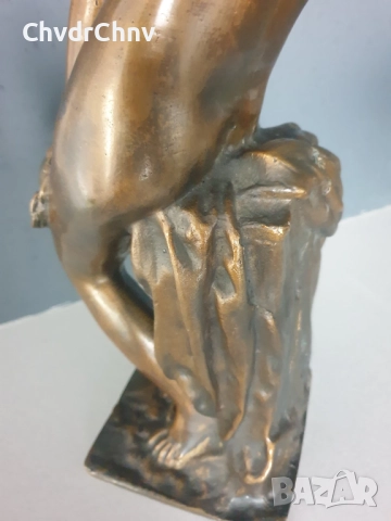 44см-9кг Ginotti бронзова скулптура/еротика/стара италианска фигура на гола жена-робиня/статуетка, снимка 11 - Статуетки - 52463473