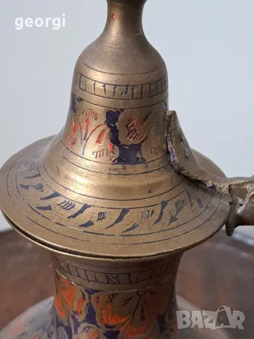 Ретро месингов емайлиран чайник   19/1, снимка 4 - Антикварни и старинни предмети - 49036720