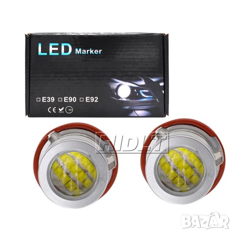 2X 20W LED Angel Eyes Marker Lights Bulbs White 6000K for BMW- E39 2x20 W 12 led white, снимка 2 - Аксесоари и консумативи - 42766960
