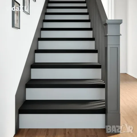vidaXL Стълбищни стъпала, 4 бр, кафяво-черни, 80x25x2 см, дъб масив, снимка 2 - Изтривалки - 56146873