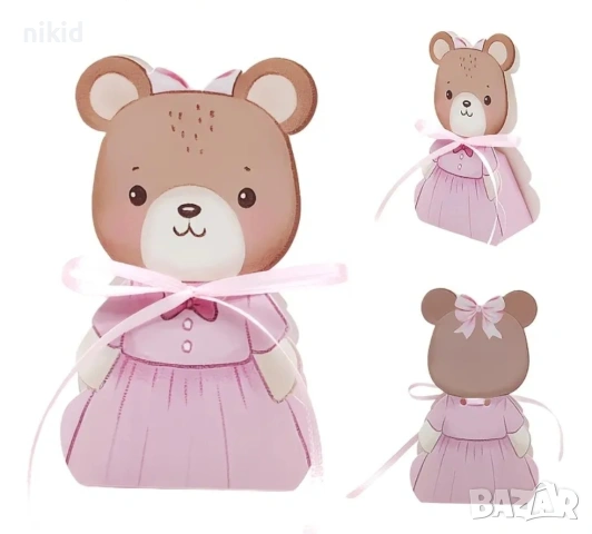 Мече  картонена кутия кутии за лакомства подаръци рожден ден парти картонени кутийки торта, снимка 4 - Други - 53930578