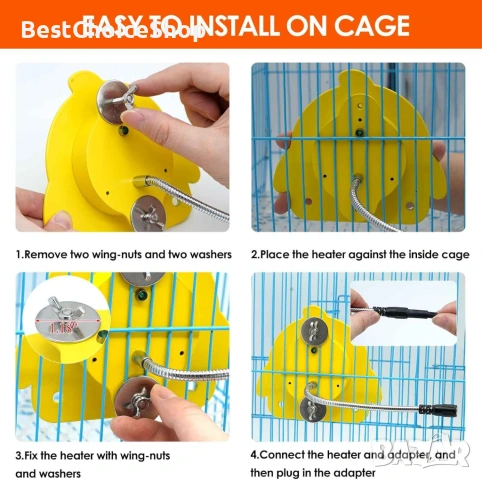 електрически нагревател за птичи клетки, топла среда за папагали и малки птички, снимка 6 - За птици - 54175185